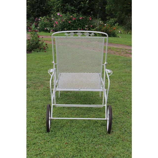 Wrought Iron Chaise Lounge With Floral Cushions For Sale - Image 10 of 15