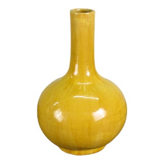 Yellow Long Neck Vase For Sale