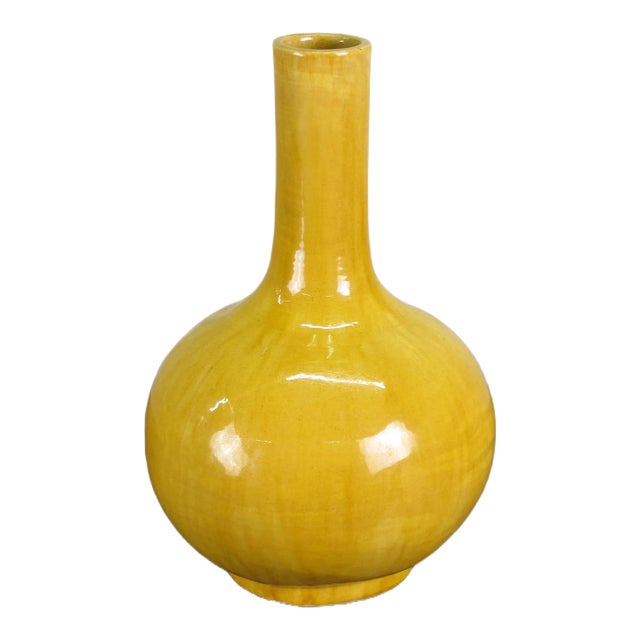Yellow Long Neck Vase For Sale