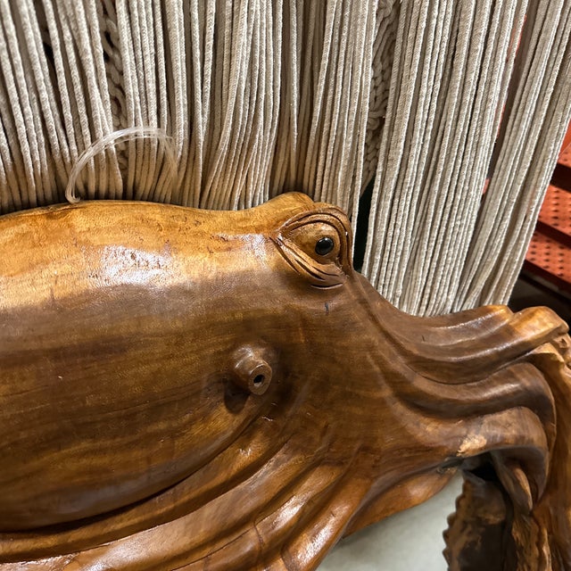 Nautical 1970s Large Octopus Mirror Hand Carved Wood For Sale - Image 3 of 11