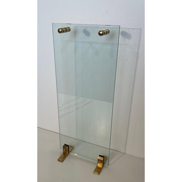 1970s Design/One Glass and Brass Fireplace Tools For Sale - Image 5 of 12