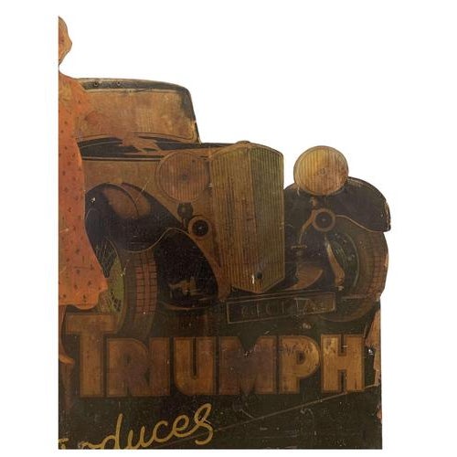Vintage Triumph Gloria Car Advertising Board, 1930s For Sale - Image 6 of 18