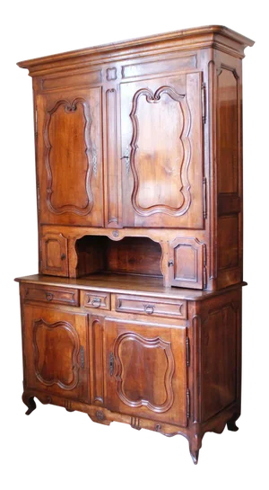 French Provincial Walnut Buffet à Deux Corps, Early 19th Century