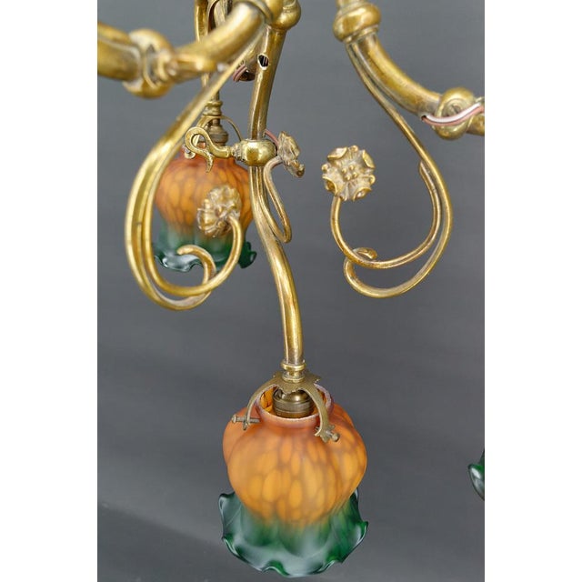 Art Nouveau Chandelier in Gilt Bronze, 1890 For Sale - Image 11 of 18