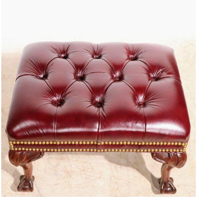 Chesterfield Wingback Leather Chair & Matching Ottoman by Hancock and Moore For Sale - Image 10 of 12