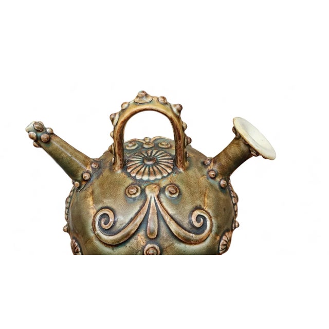 Ceramic Antique 19th Century Zsolnay Specs Hungarian Art Pottery Water Vessel, C1882 For Sale - Image 7 of 12