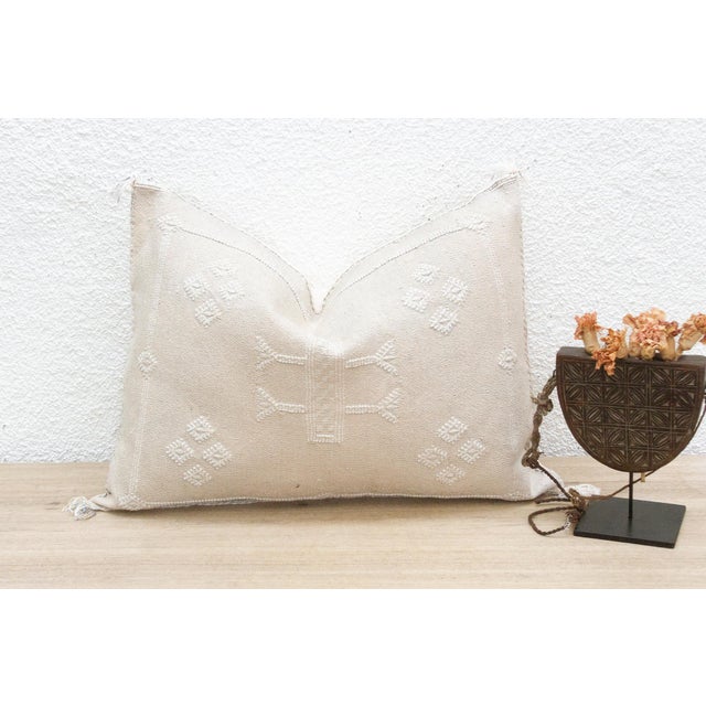 Off-white Celestial Clay Silk Rug Lumbar Pillow For Sale - Image 8 of 8