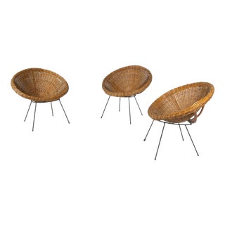 Mid-Century Rattan Armchair, 1970s For Sale