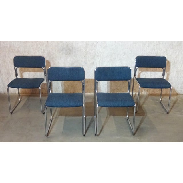 Dutch Model SE09 Chairs with Tubular Frames by Walter Antonis for 't Spectrum, Holland, 1971, Set of 4 For Sale - Image 9 of 10