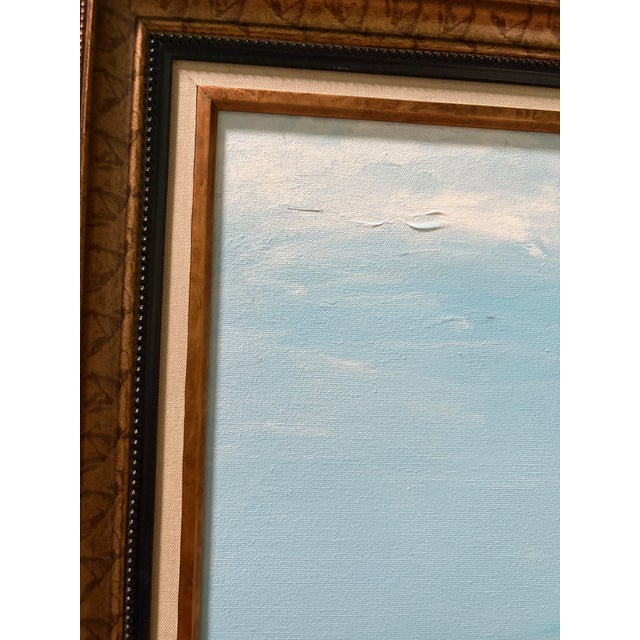 2018 Signed "Brennan" Folk Art Maritime Sailing Ship Painting in Ornate Frame For Sale - Image 9 of 17