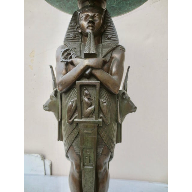 Egyptian Revival Bronze Pharoah With Malachite Tray For Sale In New York - Image 6 of 10