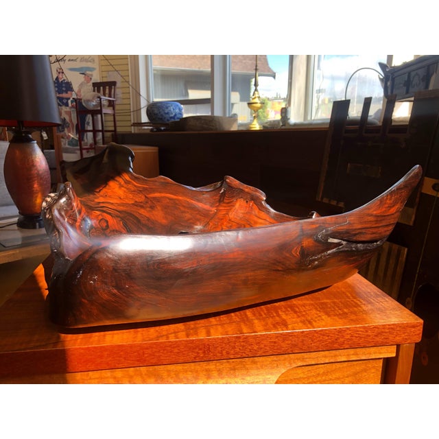 Brown Large Irregular Shaped Burl Bowl For Sale - Image 8 of 12