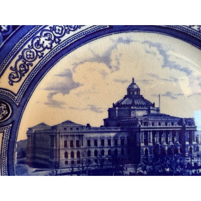 Vintage Royal Doulton Flow Blue Library of Congress Architectural Transferware Plate For Sale - Image 12 of 12