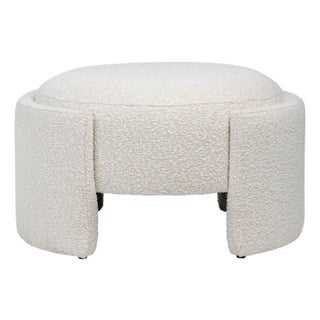 Upholstered Cream Oval Ottoman For Sale