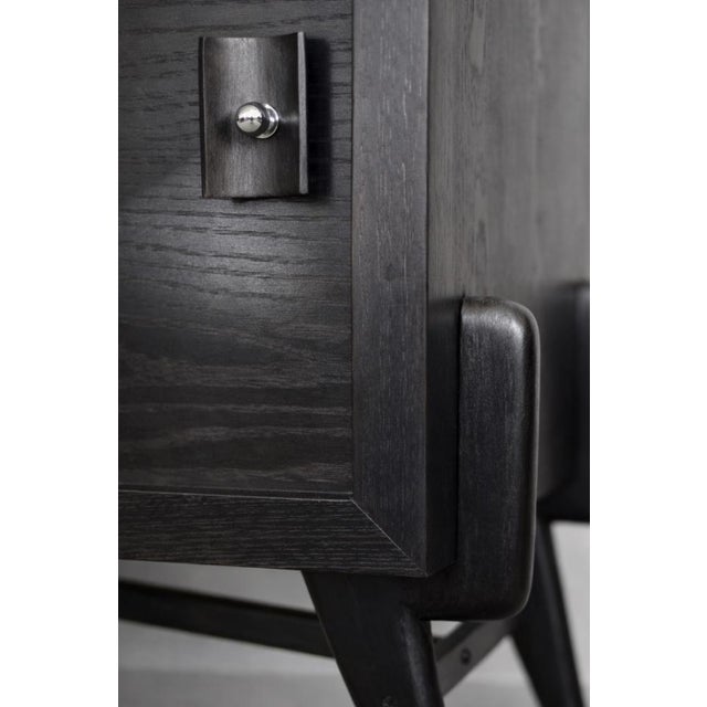 Mid-Century Modern Scandinavian Dark Oak Sideboard with Wooden & Metal Handles, 1960s For Sale - Image 10 of 18