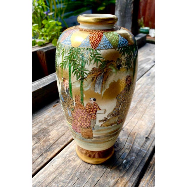 Pair of Antique Japanese Satsuma Kōzan Vases Depicting the Seven Lucky Gods (Shichifukujin) For Sale In San Francisco - Image 6 of 18
