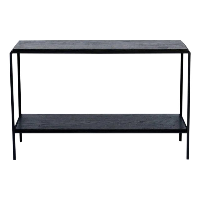 The 'Rectiligne' Ebonized Oak and Iron Side Table For Sale
