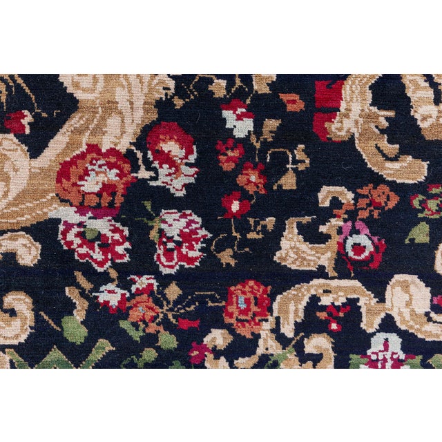 Textile 19th Century Karabagh Floral Design Handmade Wool Rug For Sale - Image 7 of 8