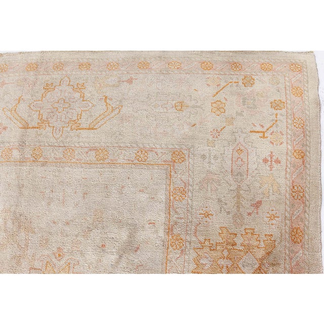 Textile Antique Turkish Oushak Rug For Sale - Image 7 of 9