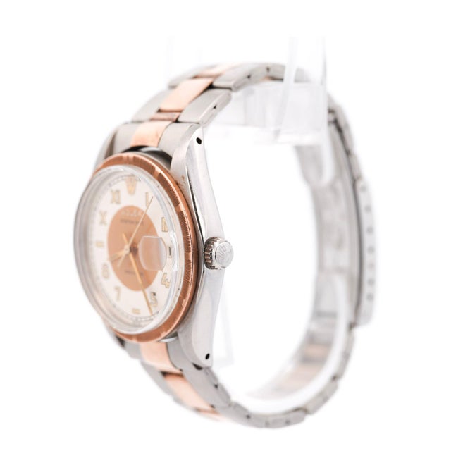 1990s Rolex Oyster Precision 34mm Two-Tone Rose Gold Steel Rare Dial Watch For Sale In Miami - Image 6 of 11