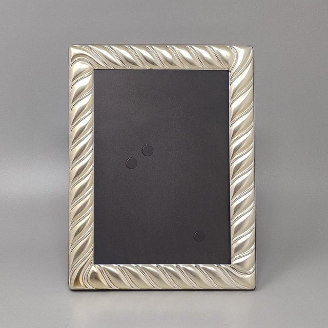 1970s Vintage Italian Photo Frame in Silver Plated with Glass, 1970s For Sale - Image 5 of 7