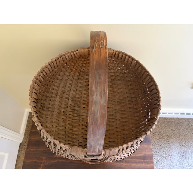 Late 19th Century Late 19th-Century American Oak Splint Gathering Basket For Sale - Image 5 of 10