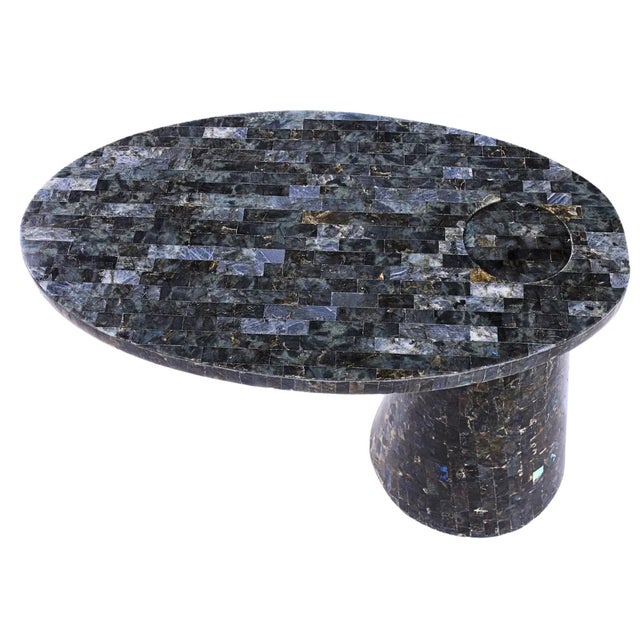 Handmade Labradorite Oval Eros Accent Side Table For Sale - Image 4 of 4