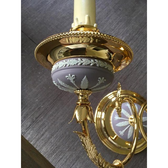 Metal Postmodern Brass Porcelain Wall Lights, Italy, 1970s, Set of 2 For Sale - Image 7 of 18