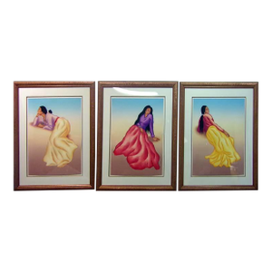 R C Gorman Turquoise Suite, 3 Original Color Lithographs Artwork with Matching Frames