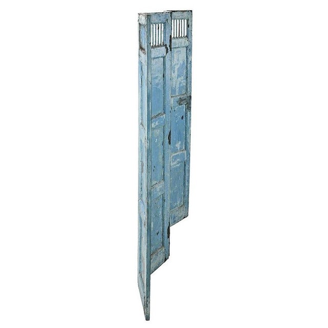 Wood Screen with Blue Patina For Sale - Image 3 of 9