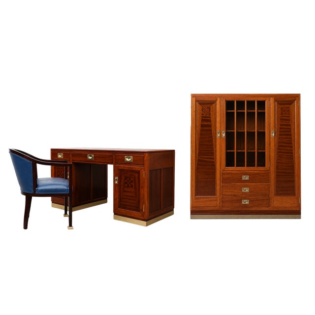 Art Nouveau Gentlemans Study by Julius & Josef Herrmann for Maximilian Rossipaul, 1911, Set of 3 For Sale