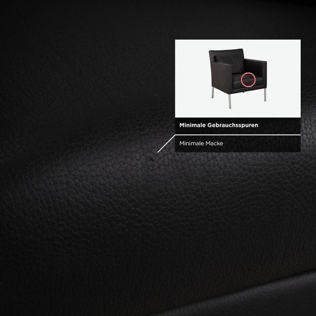 Animal Skin Leather Jason Armchair in Black Nappa Leather and Metal Frame from Walter Knoll For Sale - Image 7 of 13