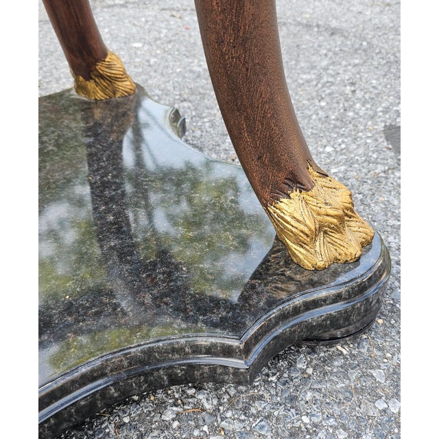 Brown Marge Carson Neoclassical Fruitwood and Partial Gilt Glass Top Center Table For Sale - Image 8 of 11
