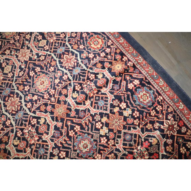 Persian Vintage Navy Mahal Wide Long Runner - 5'8" x 21'10" For Sale - Image 3 of 7