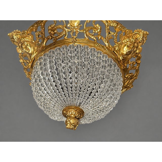 1970s Baroque Gold Bronze Crystal Chandelier Ceiling Lamp For Sale - Image 6 of 15
