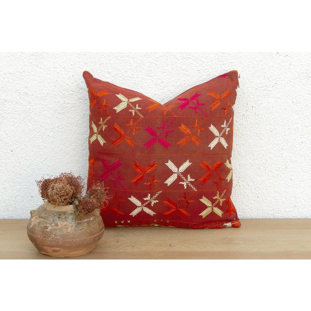 A breathtaking study in Antique Punjabi Folk Art, this 18-inch square pillow is handcrafted from a salvaged ceremonial...
