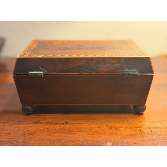 English Mid 19th Century Burl Wood Jewelry Box For Sale - Image 3 of 9