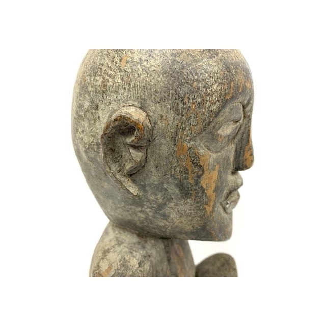 1960s 1960s Tribal Sculpture of a Squatting Man For Sale - Image 5 of 10