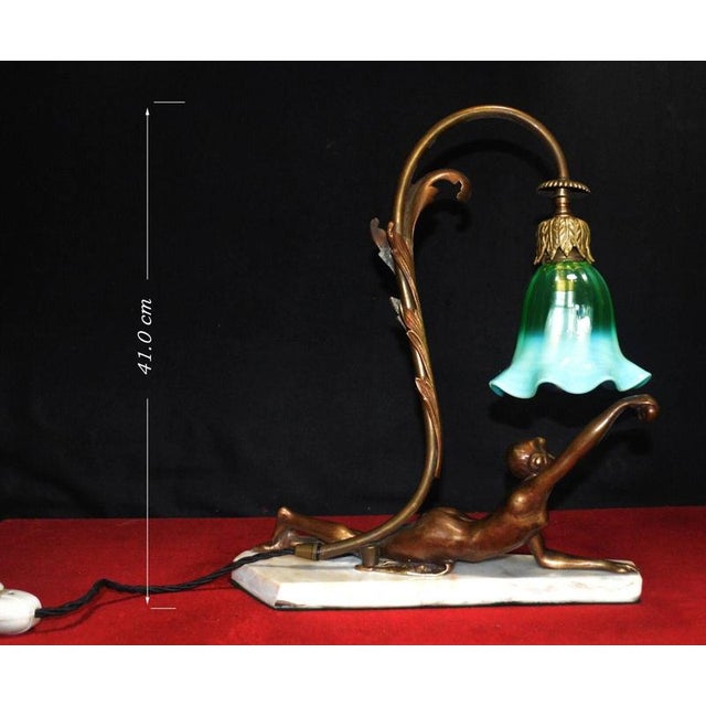 1930s French Art Deco Gilt Bronze Nude Figure Table Lamp, 1930 For Sale - Image 5 of 18
