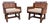 Vintage French Leather Button-Back Armchairs, 1930s, Set of 2 For Sale