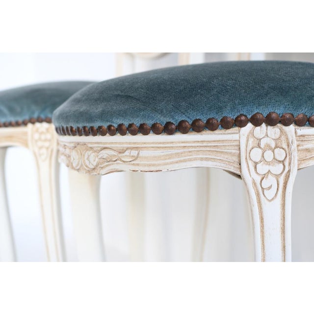 Wooden Chairs in Blue Velvet, Italy, 1960, Set of 12 For Sale - Image 9 of 13