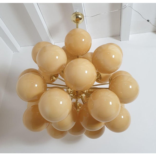 Mid-Century Modern Large Amber Glass Sputnik Chandelier, Italy 1990s For Sale - Image 3 of 10