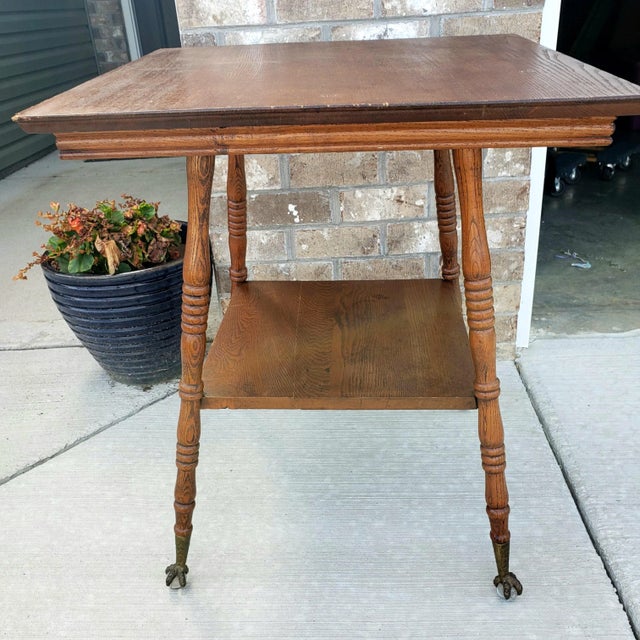 Antique Parlor Table W/ Marble Talon Glass Feet 1900's Original Condition For Sale - Image 6 of 8