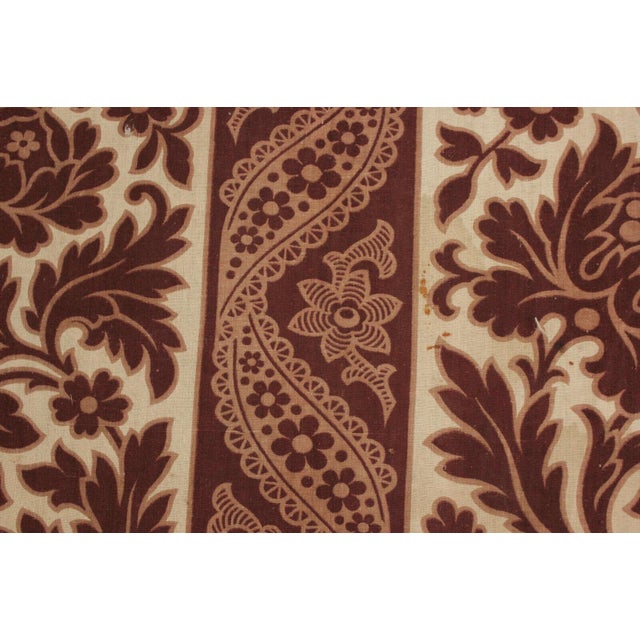 French Country Antique 19th Century French Madder Brown Floral Printed Cotton Fabric C. 1860 For Sale - Image 3 of 11