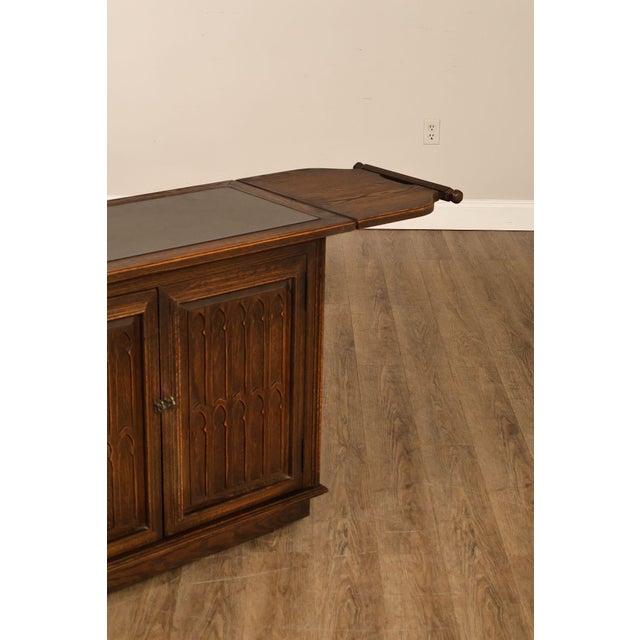 Jamestown Lounge Co. Gothic Revival Vintage Oak Drop-Leaf Server For Sale In Philadelphia - Image 6 of 18