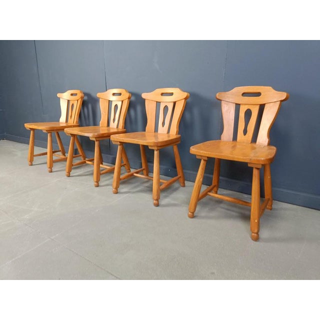 Brown Mid-Century Brutalist Dining Chairs, 1960s, Set of 4 For Sale - Image 8 of 12