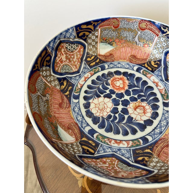 Japanese Imari Porcelain Punch Bowl For Sale - Image 4 of 9