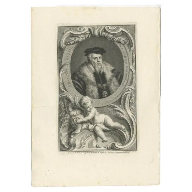 Antique portrait titled 'Francis Russel, the 2nd Earl of Bedford'. Francis Russell, 2nd Earl of Bedford, KG (c. 1527 – 28...