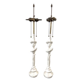 Early 20th Century Giacometti Syrie Maugham Style “Tete de Femme” Plaster Lamps - a Pair For Sale