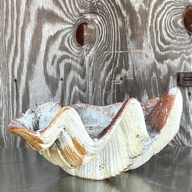 Vintage Coastal Gigas Resin Clam Shell For Sale - Image 4 of 7